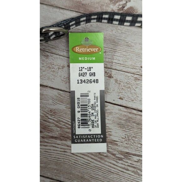 Retriever Adjustable Collar Medium 12”-18” Neck Size Green White Plaid Nylon - Picture 7 of 7